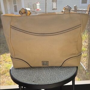 MCM Cream Leather Tote Bag